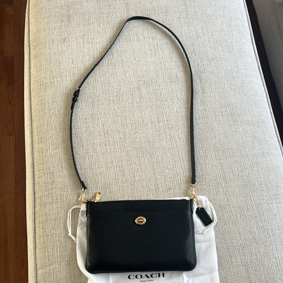 Coach Women's Polished Pebble Polly Crossbody Bag in Black - Picture 2 of 14